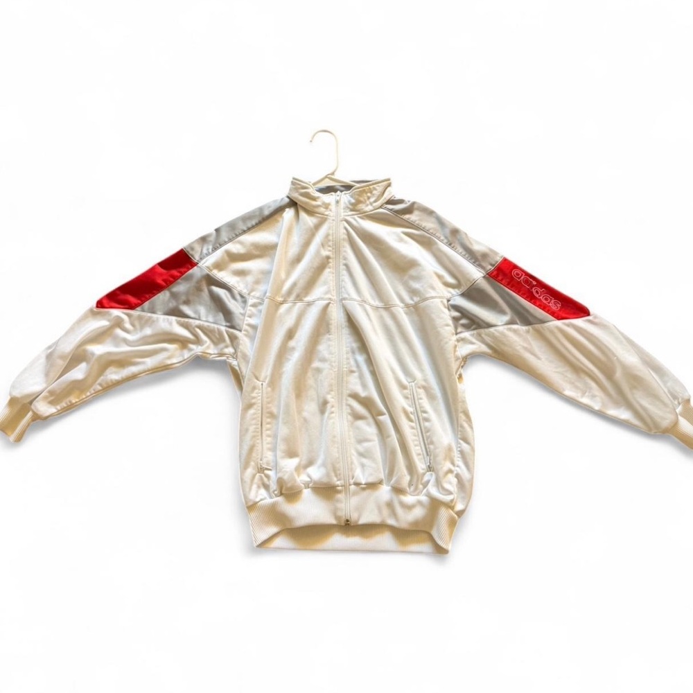 Adidas White and red 80s vintage zip-up track jacket